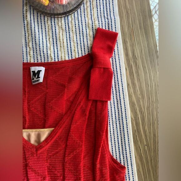 M Missoni Womens  Size 42 US 6 Sleeveless Sheath Knit Dress V Neck Red - Picture 3 of 16